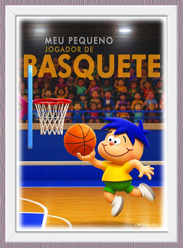 Quadro Meu Pequeno Jogador de Basquete